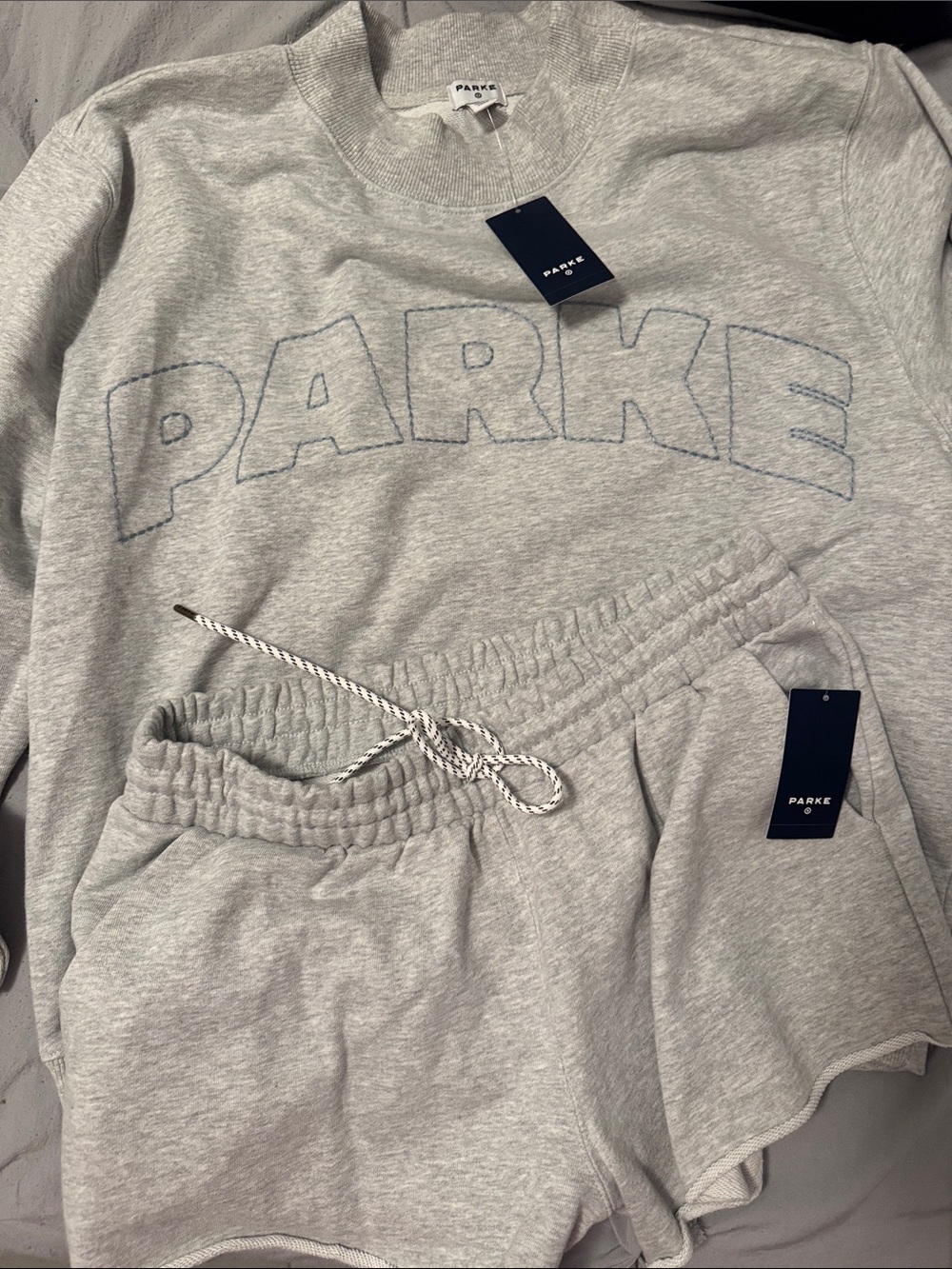 PARKE x Target Light Gray Sweatshirt & Shorts Set (S/M)